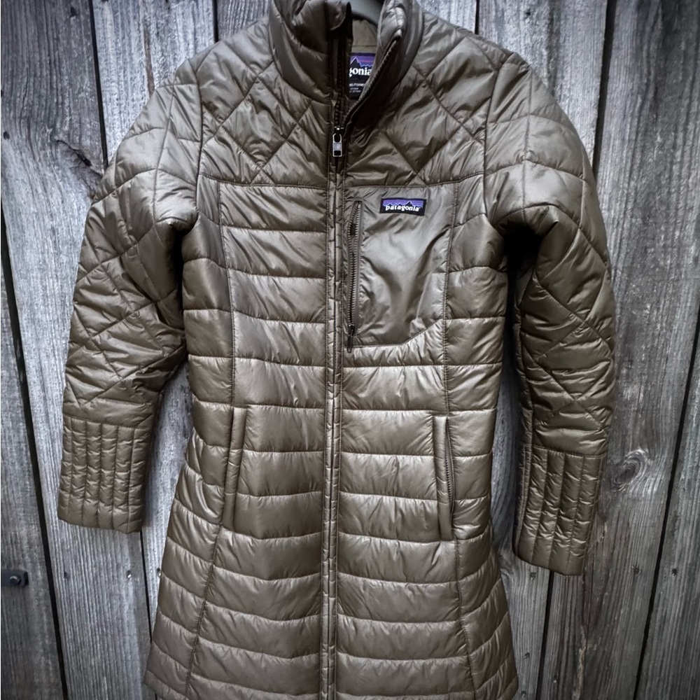 Patagonia Womens Nano Puff Jacket XS Olive Green Lightweight Puffer Coat